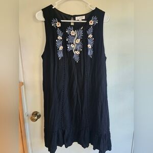 Anthropologie THML Embroidered Black Sleeveless Dress